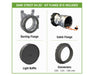 Dark Street R4.00 kit flange set with ducting flange, cable flange, light baffle, and multi-size connectors for ventilation.