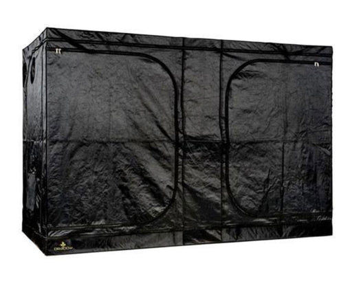 Wireframe view of Secret Jardin Wide Dark Room 300 Grow Tent showing dual-door structure and ventilation ports.