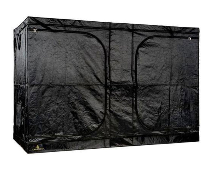 Wireframe view of Secret Jardin Wide Dark Room 300 Grow Tent showing dual-door structure and ventilation ports.