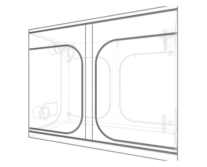  Exterior view of Secret Jardin Wide Dark Room 300 Grow Tent in closed position with double-door access and lightproof fabric.