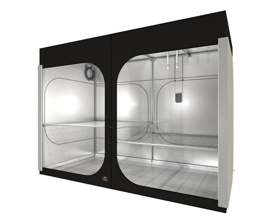 Secret Jardin Wide Dark Room 300 Grow Tent with dual compartments and reflective interior for optimized light distribution.