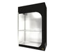 Secret Jardin Wide Dark Street 120 Grow Tent with reflective mylar interior and metal shelf, ideal for compact grow spaces.