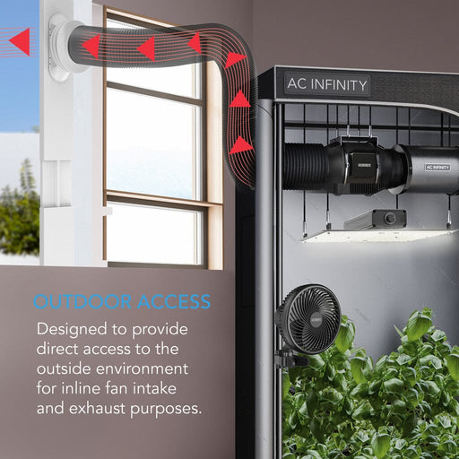 grow tent intake AC Infinity Window Duct Kit Adjustable Vent Port For Inline Fans — Grow Light Central