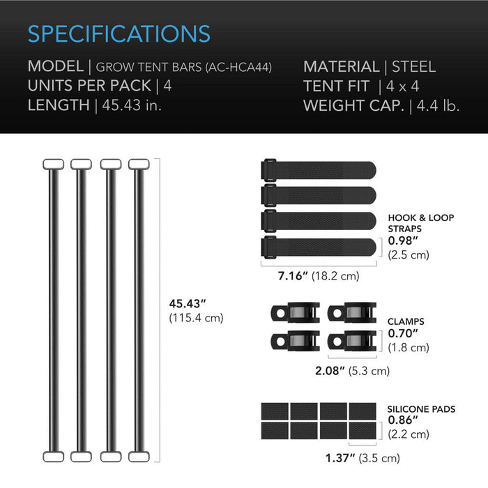 AC Infinity Grow Tent Mounting Bars for 4' x 4' Tents