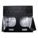 Goliath Grow Tent 5x9 front view with both doors slightly open, revealing reflective interior and dual windows.