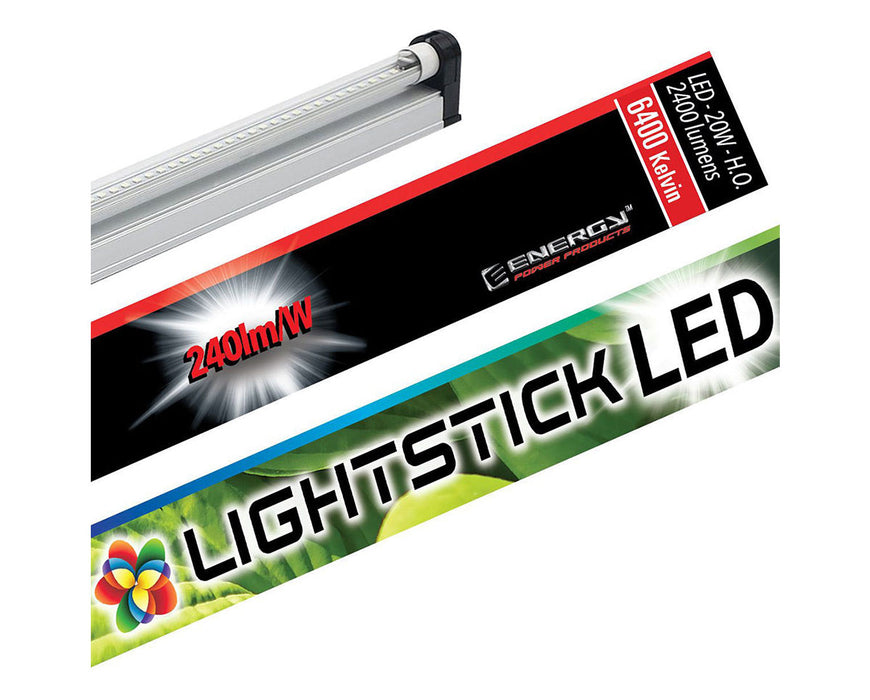 Energon Lightstick LED packaging showing 2400 lumens, 6400K color temp, and 240 lm/W efficiency rating.