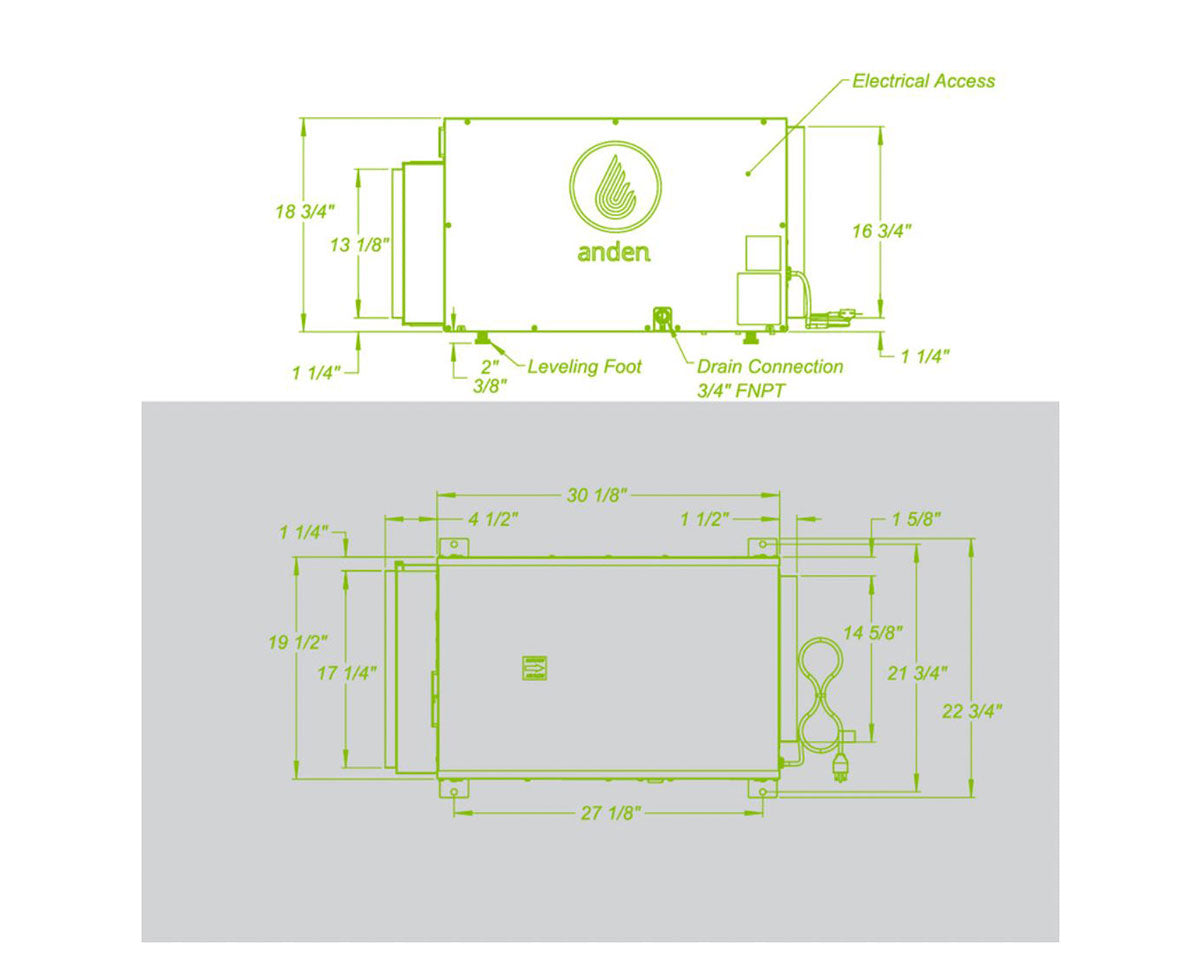 Anden A210V1 Grow Dehumidifier 210 Pints/Day — Grow Light Central