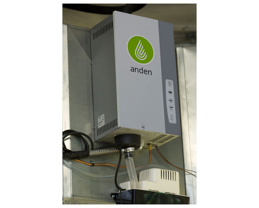 Anden AS35FP steam humidifier installed in grow room ducting system.