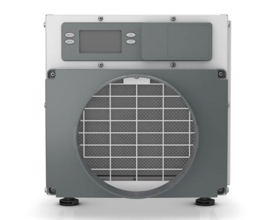 Side view of the Anden A70 Dehumidifier with the filter and control panel visible.