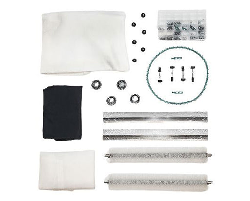 CenturionPro Gladiator Trimmer Parts Kit with tumblers, blades, belts, bags, bearings, and replacement components.