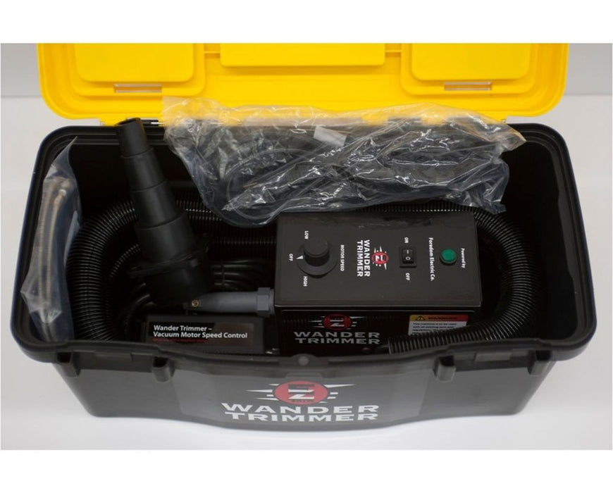 EZ Trim Wander Trimmer full kit with trimming wand, speed control box, hoses and accessories packed in durable storage case for professional cannabis growers.