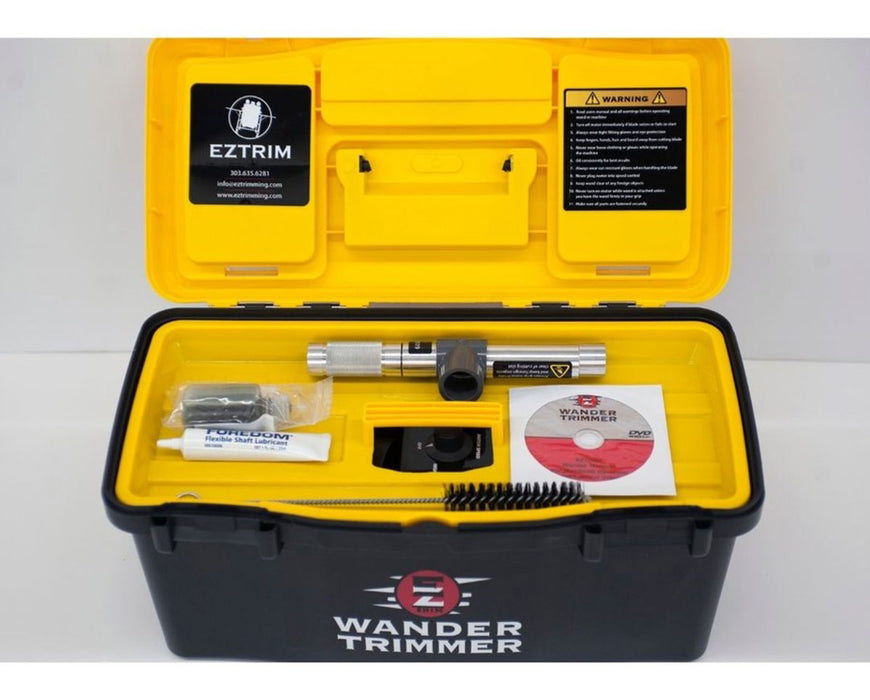 EZ Trim Wander Trimmer complete starter kit including trimming wand, lubricant, accessories and training DVD in branded yellow-lid case for efficient wet trimming.