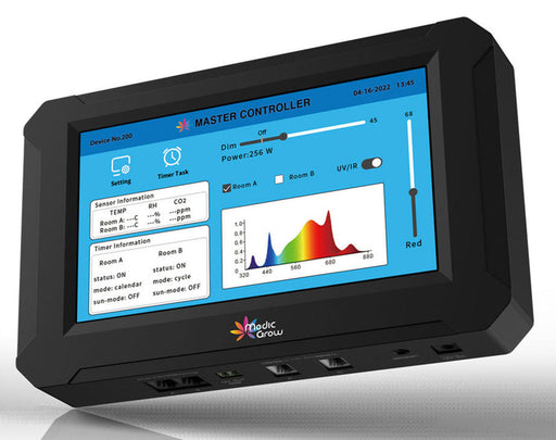 Medic Grow TSC-2 LED grow light controller with full-color touchscreen and spectrum tuning display.