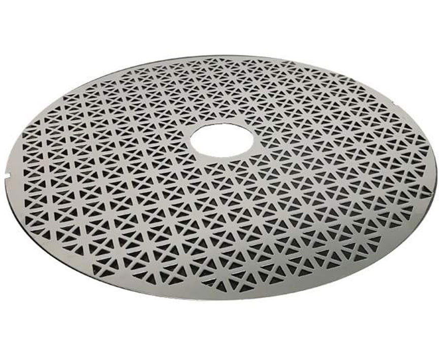 Removable stainless steel dry grate insert with geometric cutout pattern, designed to optimize dry trimming performance.