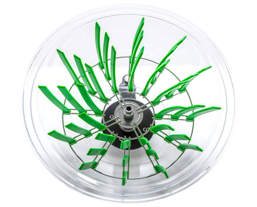 Image of the inside components of a 16" Motor-Driven Bowl Trimmer with a Clear Top.