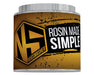 NS hex logo with "Rosin Made Simple" printed across the gold and black splatter backdrop.