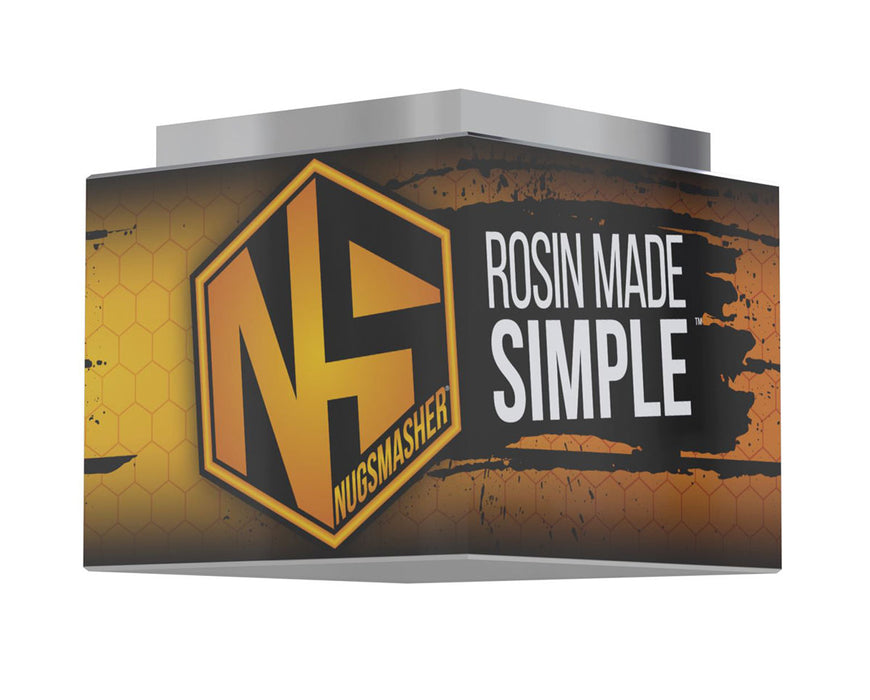 Square version with prominent NS logo and honeycomb pattern on distressed yellow background.
