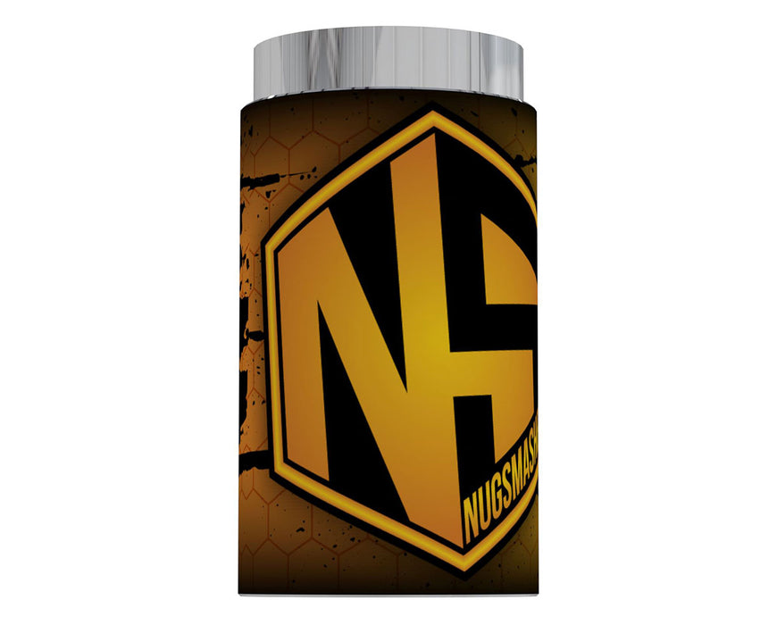 Nugsmasher 3.5g Pre Press Mold side view with yellow NS shield and dark wrap.