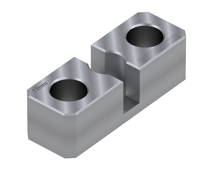 Nugsmasher Banger Storage 14mm Male angled top view with machined steel finish and 14mm marking.