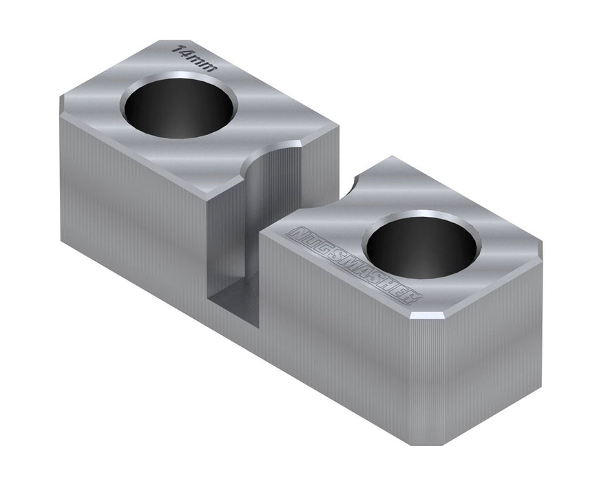 Nugsmasher Banger Storage 14mm Male angled view with dual-hole design and engraved branding.