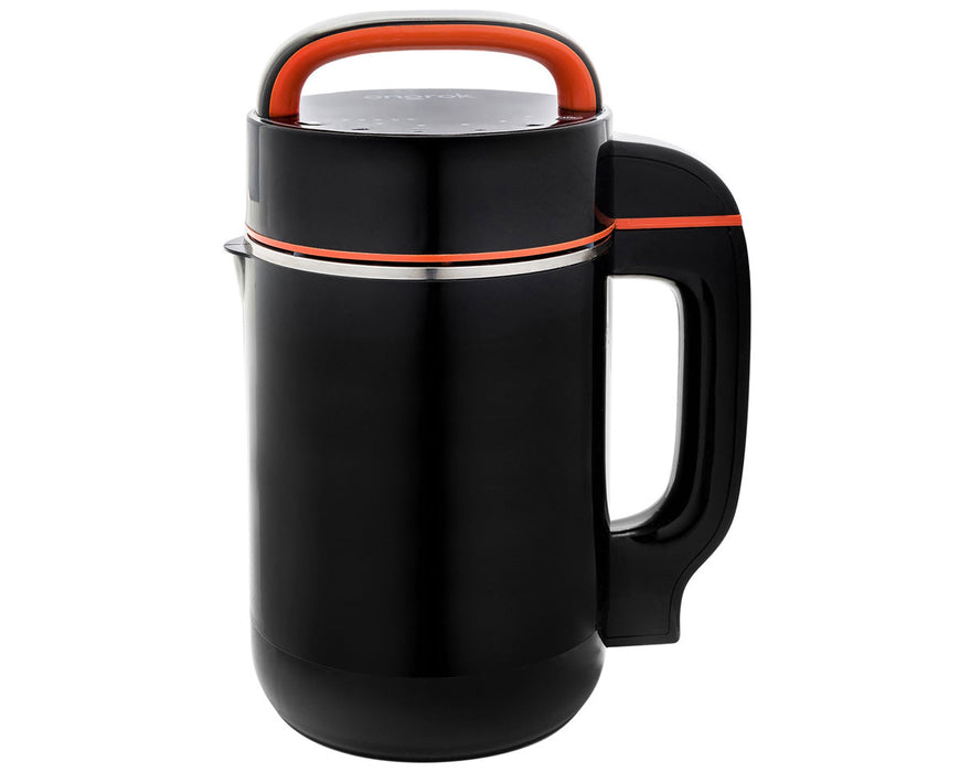 Ongrok Large Botanical Infuser Machine front angle with sleek black design, ergonomic handle, and orange trim, sized for larger capacity infusions in any kitchen.