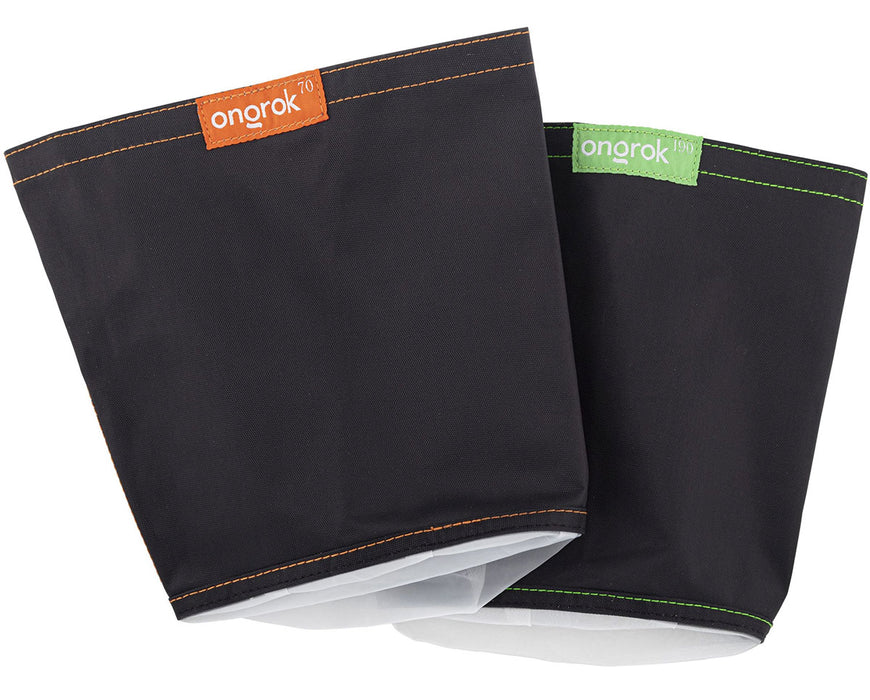 Ongrok Large Botanical Infuser Machine filter bags in 70 micron and 190 micron sizes for tincture, oil, and butter making, labeled with durable fabric tags.