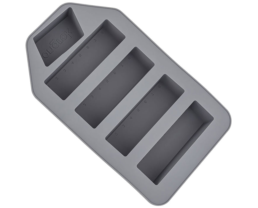 Ongrok Large Botanical Infuser Machine butter stick tray accessory in grey silicone with multiple bar-shaped slots for molding homemade infused butter or oils.