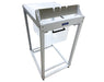 Powder-coated white Wachsen DB-6 debudder featuring food-grade plastic bin and stainless steel blade.