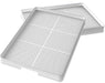 White food-grade polypropylene drying trays with perforated surface for airflow and even drying.