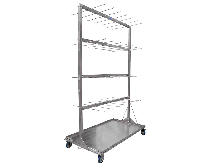Fully assembled Wachsen 3-level hanging drying cart SS304 with adjustable shelves and bottom PVC tray.